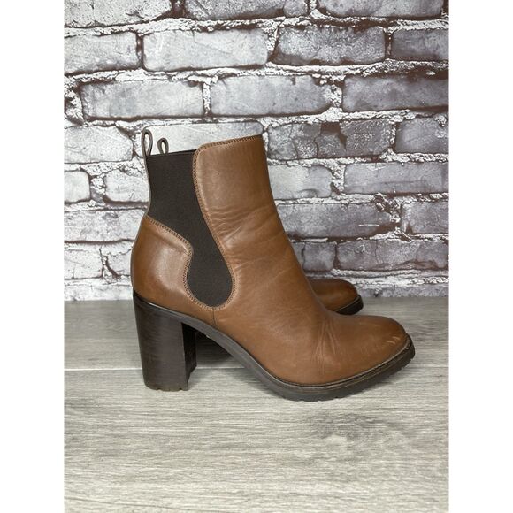 Sartore Paris Brown Leather Ankle Chelsea Vibram Heel Booties Women’s 38EU/7M US - Picture 2 of 16